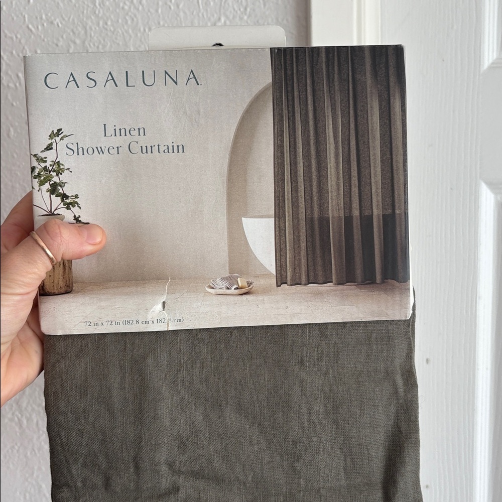 Casaluna - 72"x72” Linen Shower Curtain Gray - Cas Gray - Picture 3 of 10
